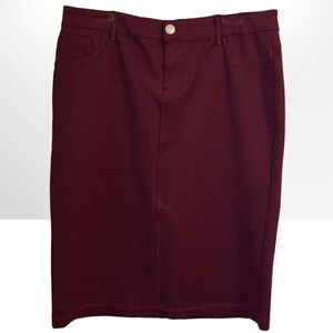 🪴BE-GIRL USA BURGUNDY STRETCH MIDI SKIRT